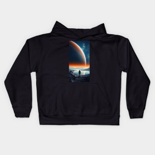 Astronaut stands in front of big star - t shirt design Kids Hoodie